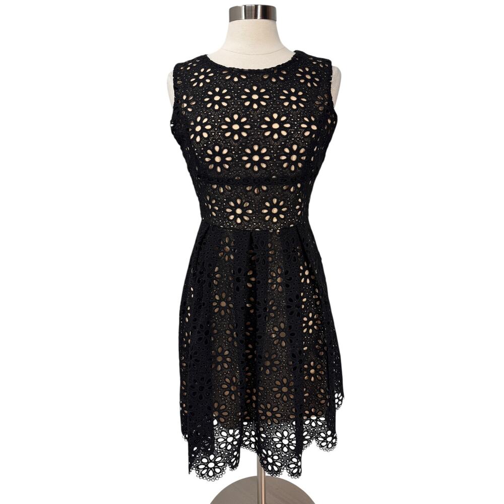 ALTAR'D STATE Black Floral Overlay Sleeveless Dress MEDIUM